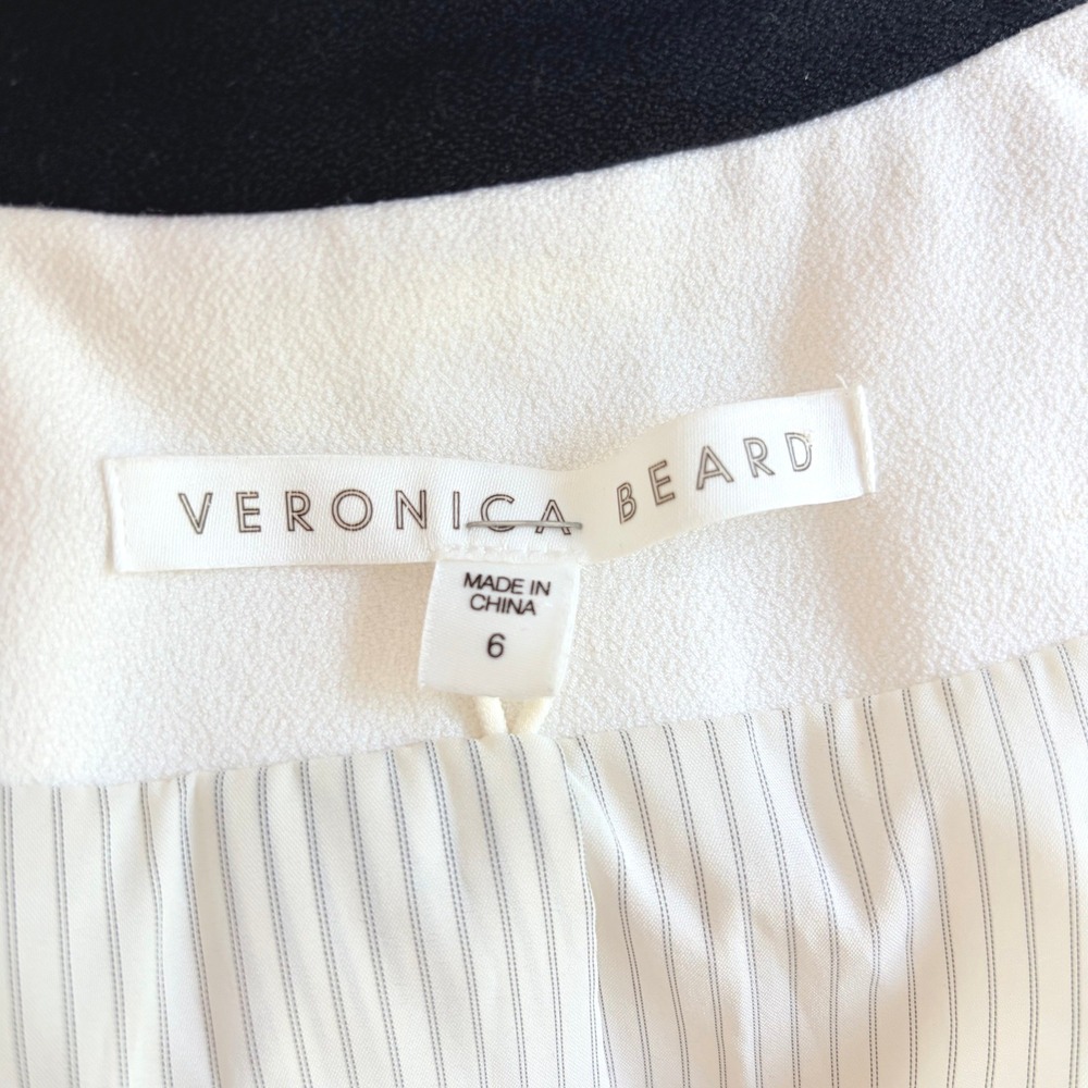 Veronica Beard Jack Riding Jacket 6 Preppy White Gold Button Blazer Coat - Picture 12 of 13